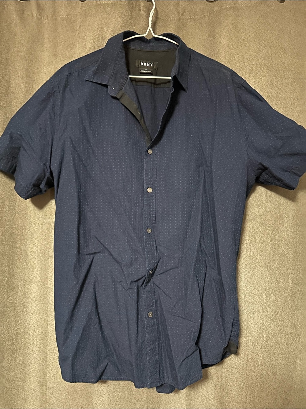 DKNY Men's Navy Short Sleeve Button-Down Shirt
